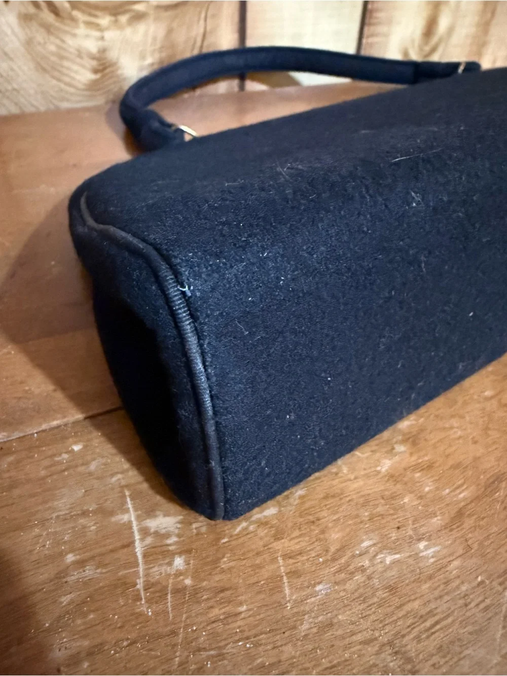 Classic vintage Black Top-Handle Felt Women's Bag